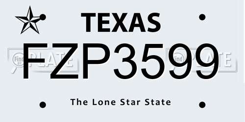 FZP3599 Texas License Plate