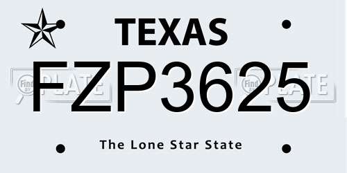 FZP3625 Texas License Plate