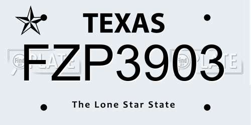 FZP3903 Texas License Plate