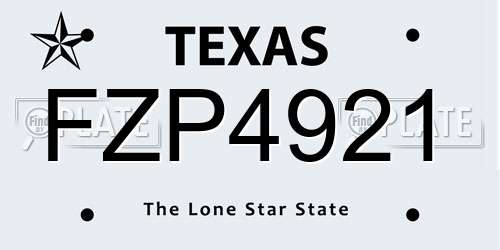 FZP4921 Texas License Plate