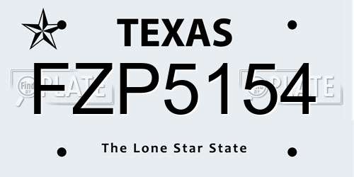 FZP5154 Texas License Plate