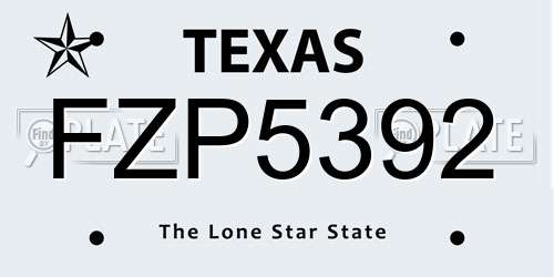 FZP5392 Texas License Plate