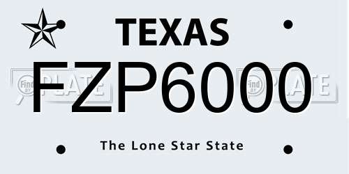 FZP6000 Texas License Plate