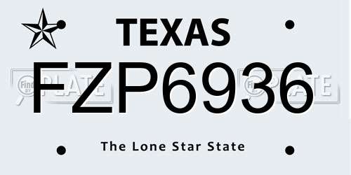 FZP6936 Texas License Plate