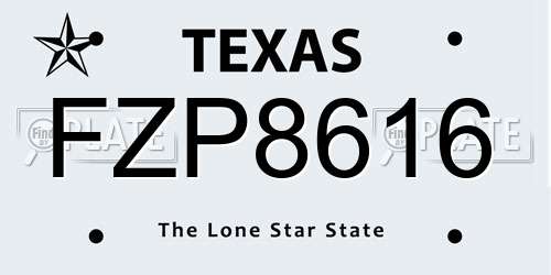 FZP8616 Texas License Plate