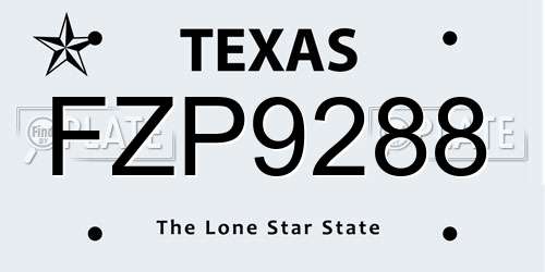 FZP9288 Texas License Plate