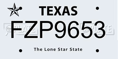 FZP9653 Texas License Plate