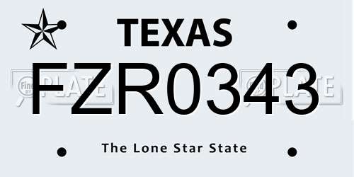 FZR0343 Texas License Plate