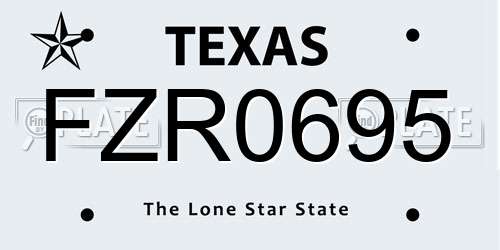 FZR0695 Texas License Plate