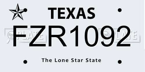 FZR1092 Texas License Plate