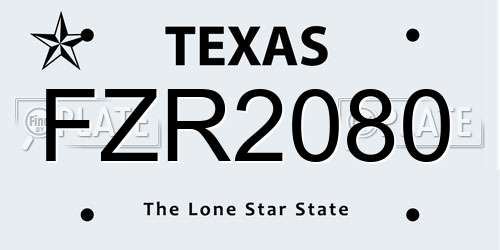 FZR2080 Texas License Plate