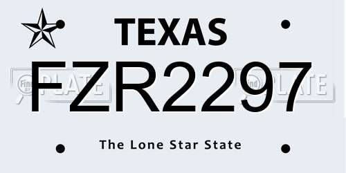 FZR2297 Texas License Plate