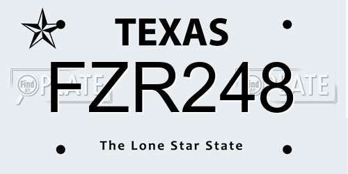 FZR248 Texas License Plate
