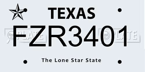 FZR3401 Texas License Plate