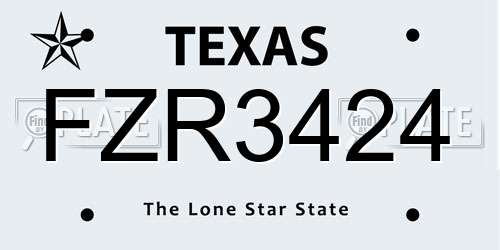 FZR3424 Texas License Plate