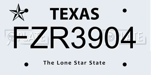 FZR3904 Texas License Plate