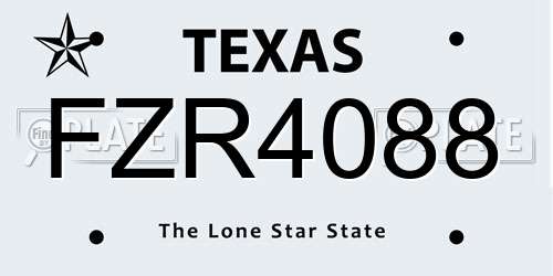 FZR4088 Texas License Plate