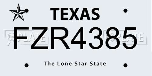 FZR4385 Texas License Plate