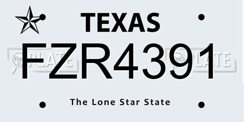 FZR4391 Texas License Plate