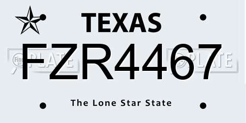 FZR4467 Texas License Plate