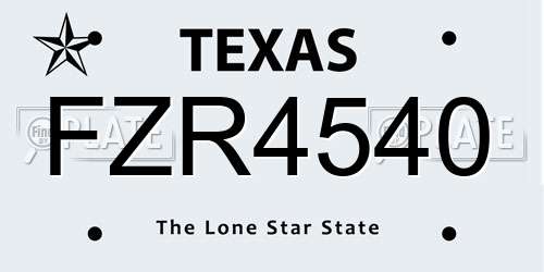 FZR4540 Texas License Plate