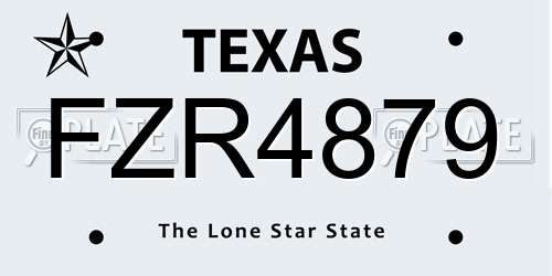 FZR4879 Texas License Plate