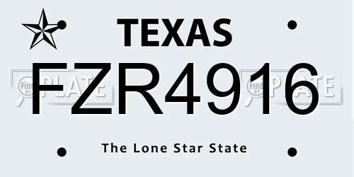 FZR4916 Texas License Plate