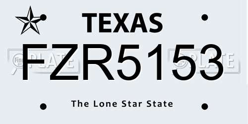 FZR5153 Texas License Plate