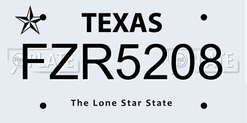 FZR5208 Texas License Plate