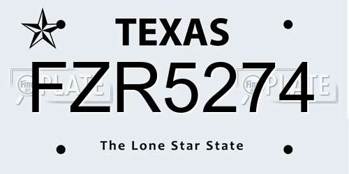 FZR5274 Texas License Plate