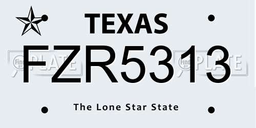 FZR5313 Texas License Plate