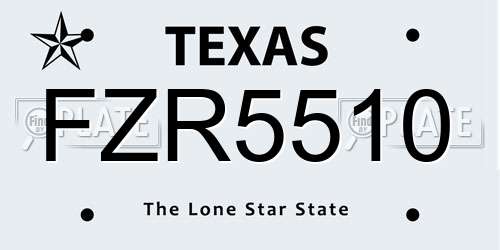 FZR5510 Texas License Plate