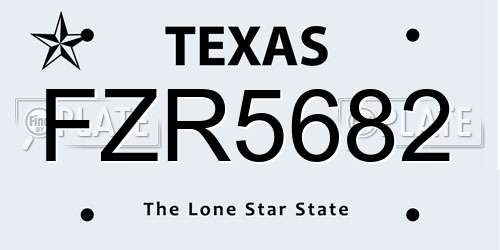FZR5682 Texas License Plate