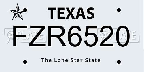FZR6520 Texas License Plate