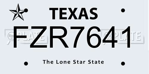 FZR7641 Texas License Plate