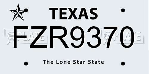 FZR9370 Texas License Plate