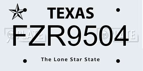 FZR9504 Texas License Plate