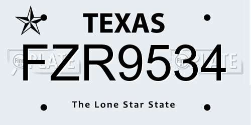 FZR9534 Texas License Plate