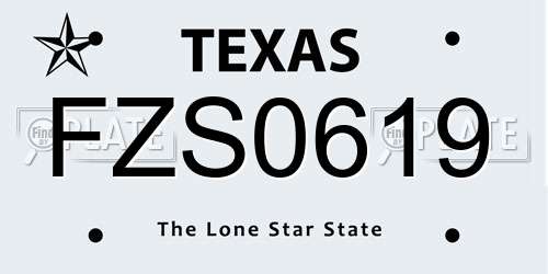 FZS0619 Texas License Plate