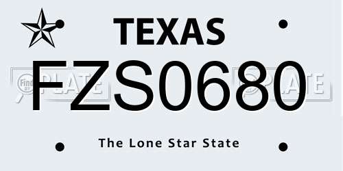 FZS0680 Texas License Plate