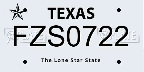 FZS0722 Texas License Plate