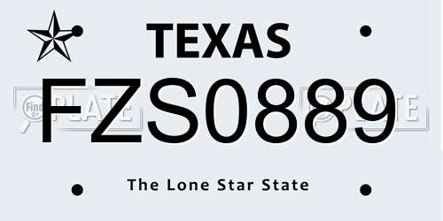 FZS0889 Texas License Plate