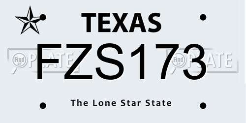 FZS173 Texas License Plate