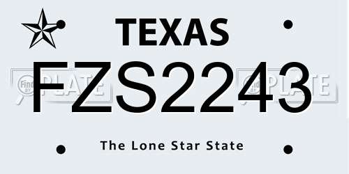 FZS2243 Texas License Plate