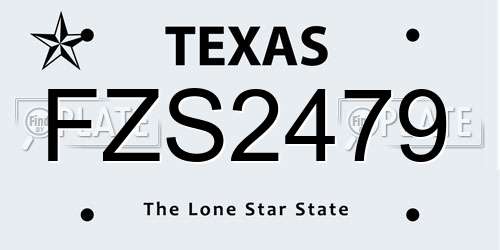 FZS2479 Texas License Plate