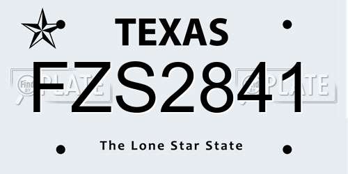 FZS2841 Texas License Plate
