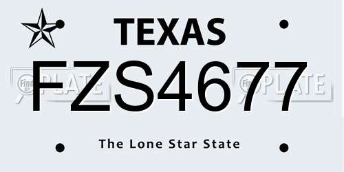 FZS4677 Texas License Plate