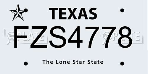 FZS4778 Texas License Plate