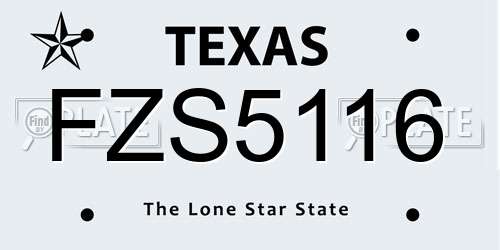 FZS5116 Texas License Plate