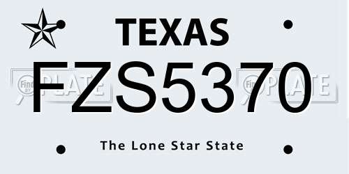 FZS5370 Texas License Plate